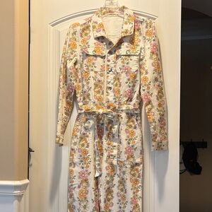 Floral Print Jumpsuit with Belt Molly Green Small